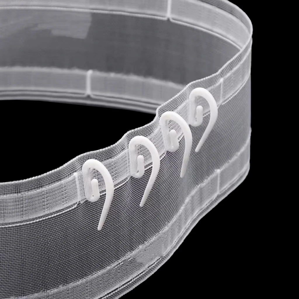 Width 75 mm S Fold Wave Curtain Tape With Positioning Line S Ripple Fold Curtain Transparent Nylon Tape