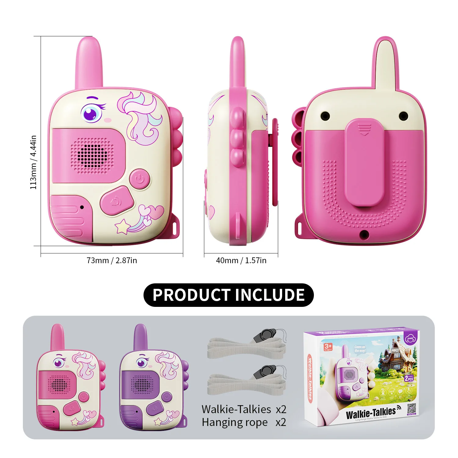 Children 2pcs 300 Meters Long Distance Cartoon Walkie Talkie Portable Radio Early Educational Kids Outdoor Playing Toy