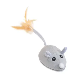 Pets Toys Automatic Electronic Mouse Stuffed USB Charging Teasing Feather Tail Flocking Rat Pet Kitten Interactive Toy Supplies
