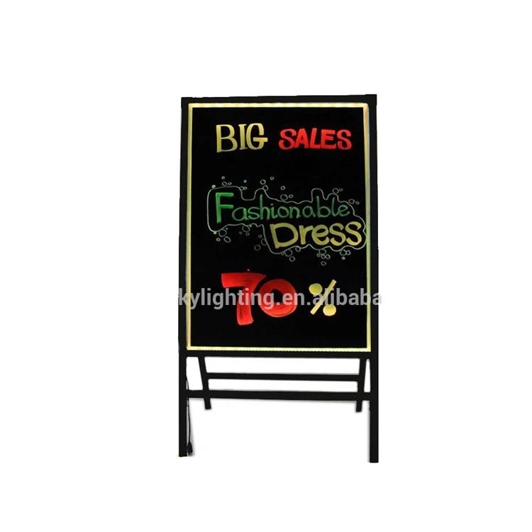 LED Message Writing Board Neon Illuminated Erasable Sign Sandwich Menu Display for Restaurant Decoration