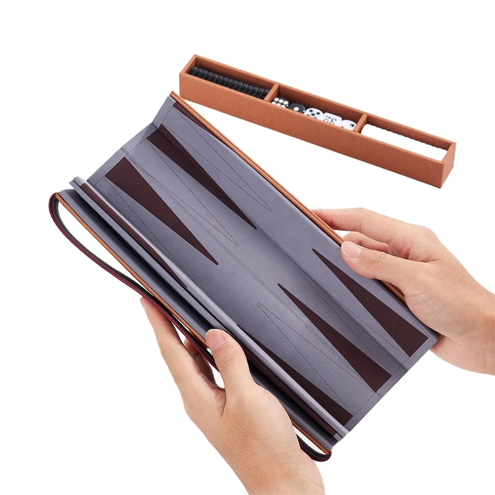 New Arrival Foldable Board Games Chess Backgammon Sets Custom Handmade Pu Leather Luxury Backgammon Roll Up