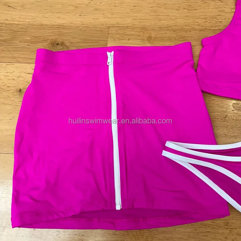 HL designer fashion high quality two piece bikini set women wholesale high waist neoprene swimwear solid logo custom swimsuit