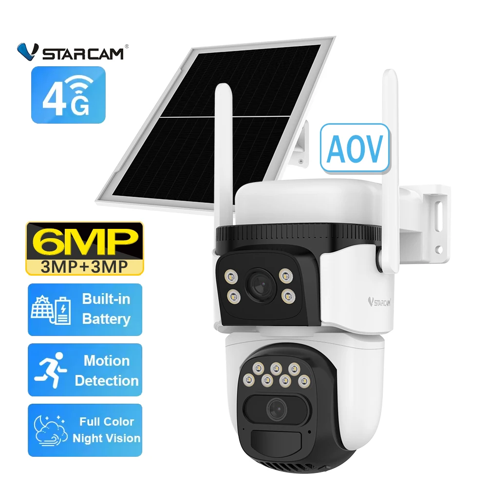 VStarcam BG621DR-TZ 4G Solar Powered Battery CCTV Camera Smart PIR Human Detection Security Camera Support Cloud Storage
