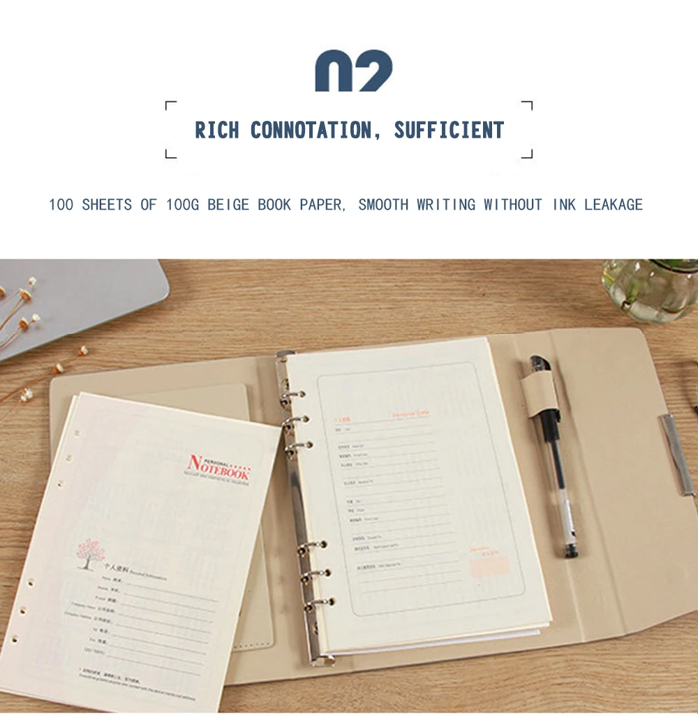 A5 Soft Leather Notebook Customized Supplier Multifunctional Notepad Leather Three Fold Loose Leaf Notebook Set Customized
