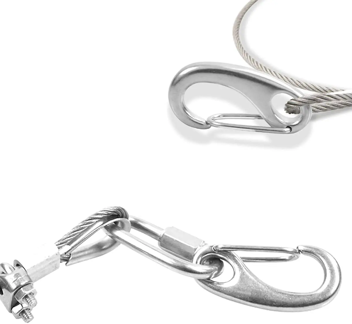 Heavy Duty Snap Rope Carabiner Hook 316 Stainless Steel Spring Snap Hook Clip Marine Grade Anchor Clips for Rope