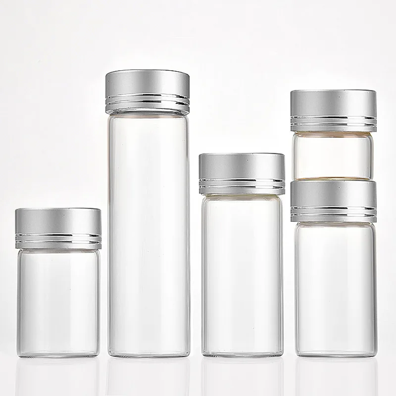 30mm Screw Mouth Aluminum Oxide 12ml 15ml 20ml 25ml 40ml 50ml 55ml 60ml 80ml 95ml 100ml 110ml Transparent Glass test Tube Bottle