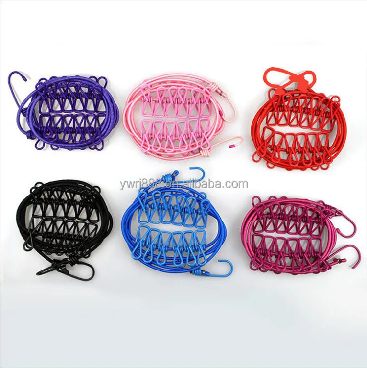 Portable Outdoor Clothesline Easy to Take Hanging Rope Windbreak Non-slip Clothespins Clothes Dryer