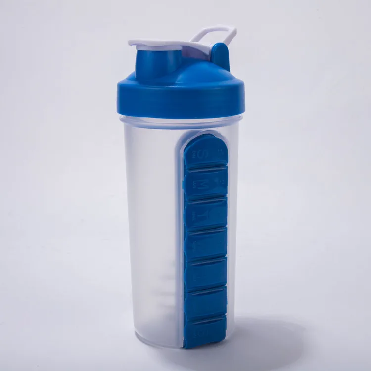 CHUFENG Plastic Gym Bottle Custom LOGO with Pill Case Sports Combine Daily Organizer Blend Bottle Protein Shaker
