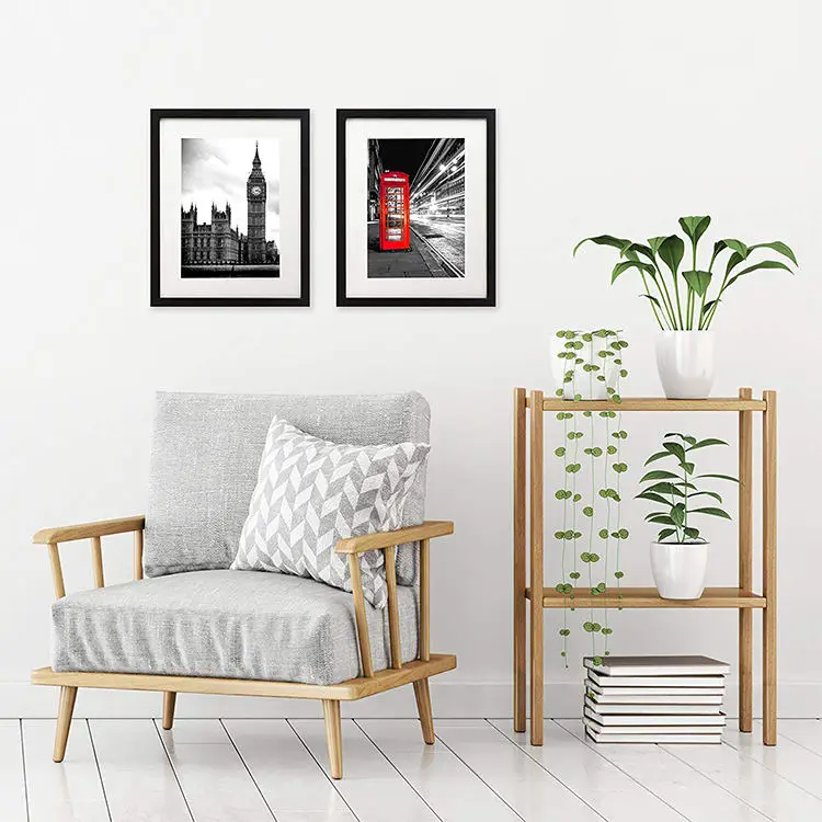 Горячая Распродажа индивидуальный логотип и размер фоторамка настенная подвесная галерея дисплей МДФ черная фоторамка