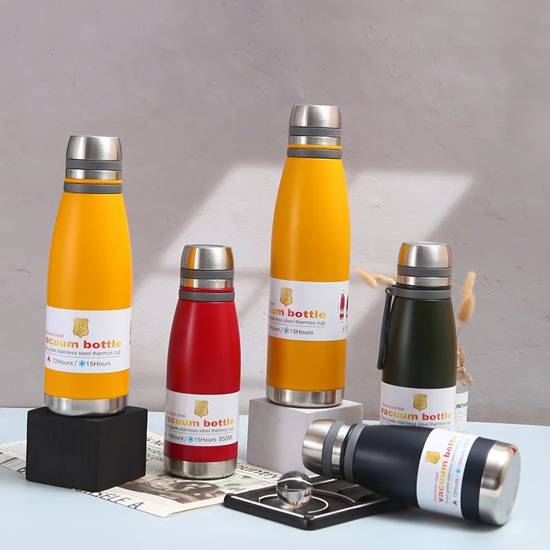 Custom Logo Sports Thermos Stainless Steel Double Wall Vaccum Thermal Flask Rubber Paint Matte Soft Touch Water Bottle