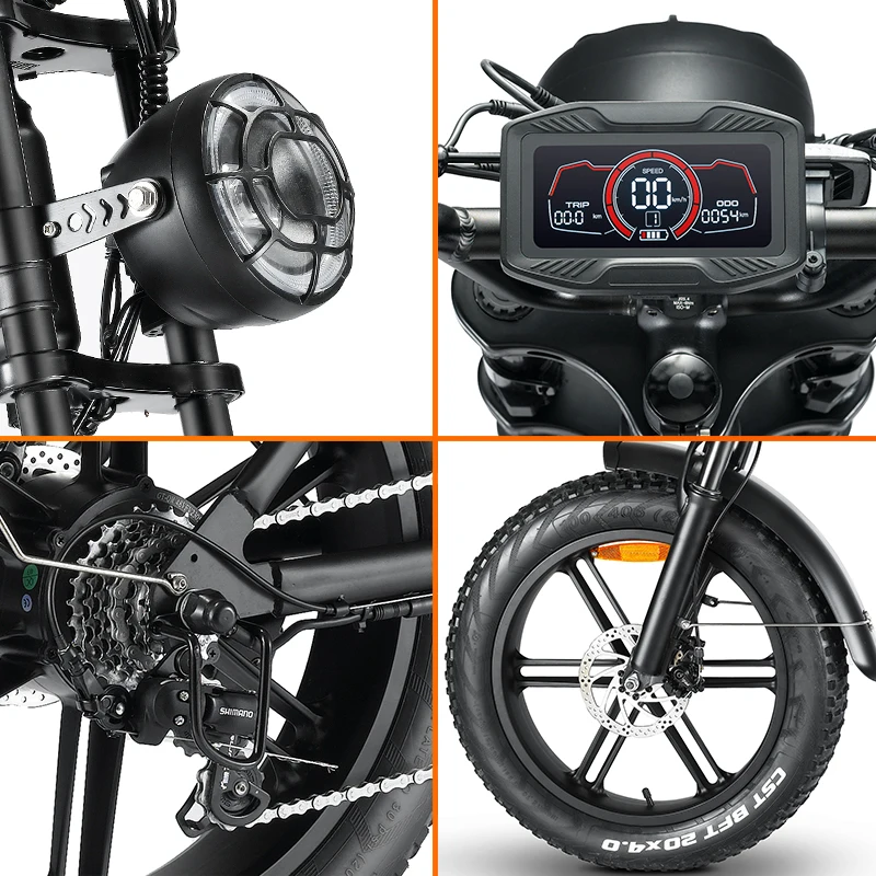 EU Stock Ebike 750W Electric Bike 20'*4 Big Tire Fat Bike Electric Mountain City Ride Off Road Electric Bikes