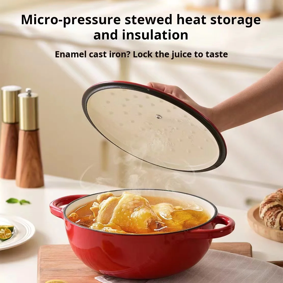 custom logo lid lifter round cookware set pot enamel casserole cast iron dutch oven