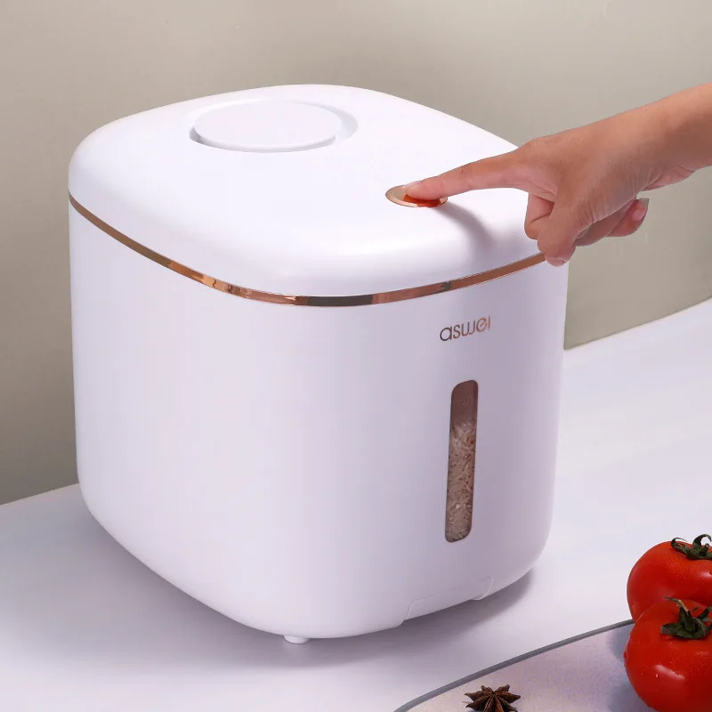 Rice Storage Container with Wheel Moistureproof Airtight Rice Dispenser Plastic Storage Container for Bulk Cereal Pet Food
