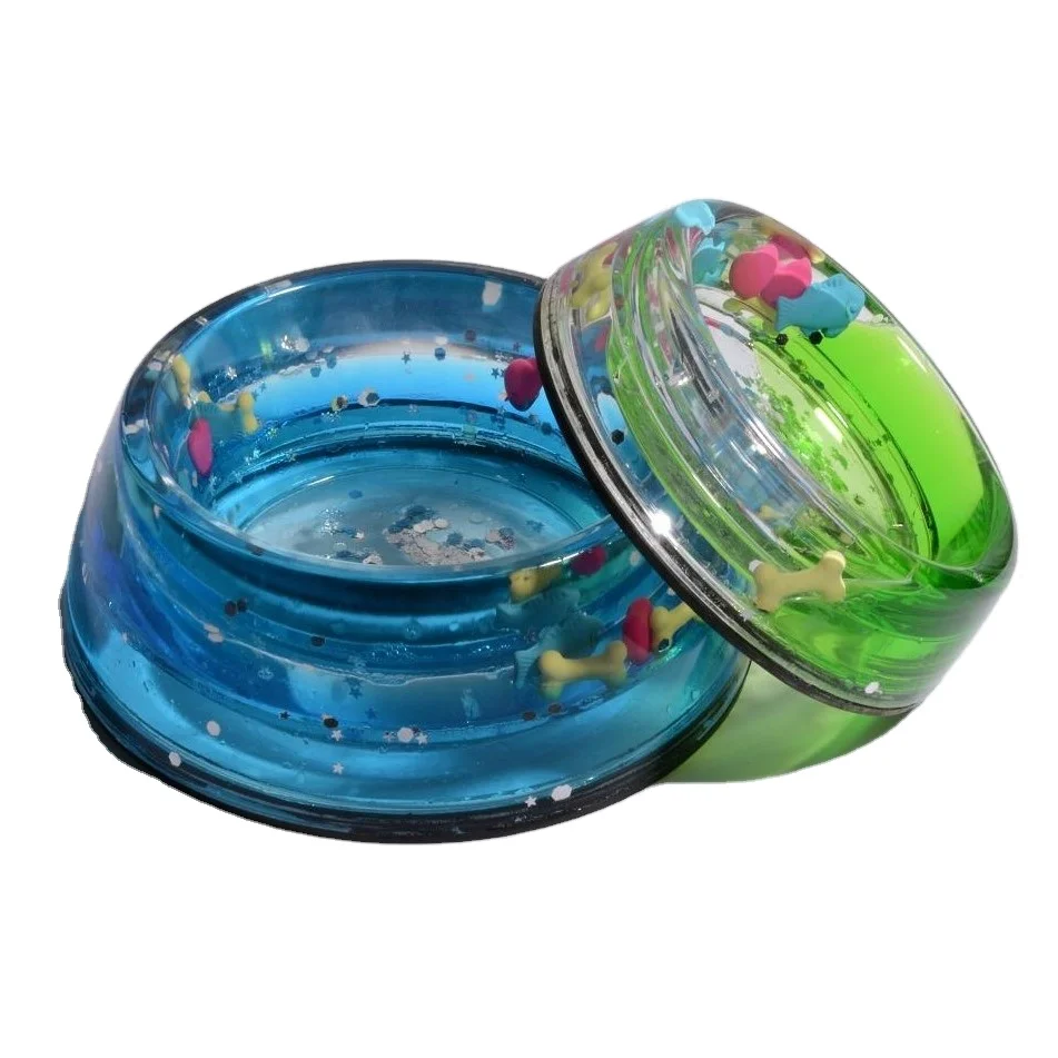 Новинка акриловая миска для домашних животных из нержавеющей стали с плавающим блеском