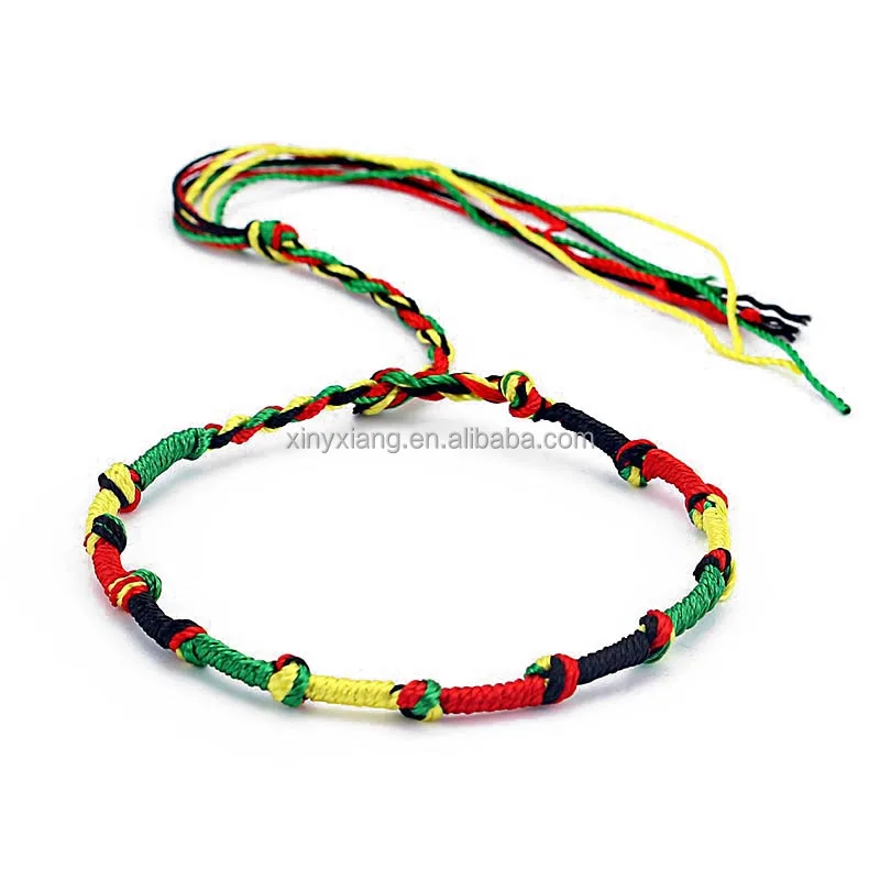 Factory Wholesale Handmade Braided Bohemian Rainbow Rope Bracelets, Handmade Braided Friendship Bracelet Anklet