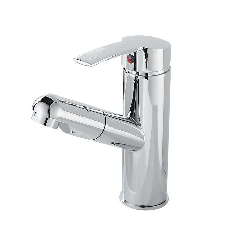 single hole brushed bathroom faucet with pull down sprayer brass chrome basin sink faucet kitchen and bathroom faucets