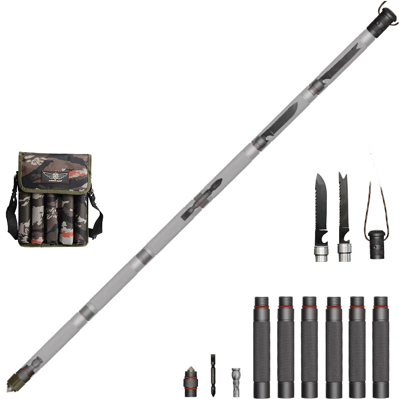 Hot Selling Alpenstock Carbon Tactical Walking Stick with Cork Handle Trekking Mountaineering Hiking Camping Outdoor Activities