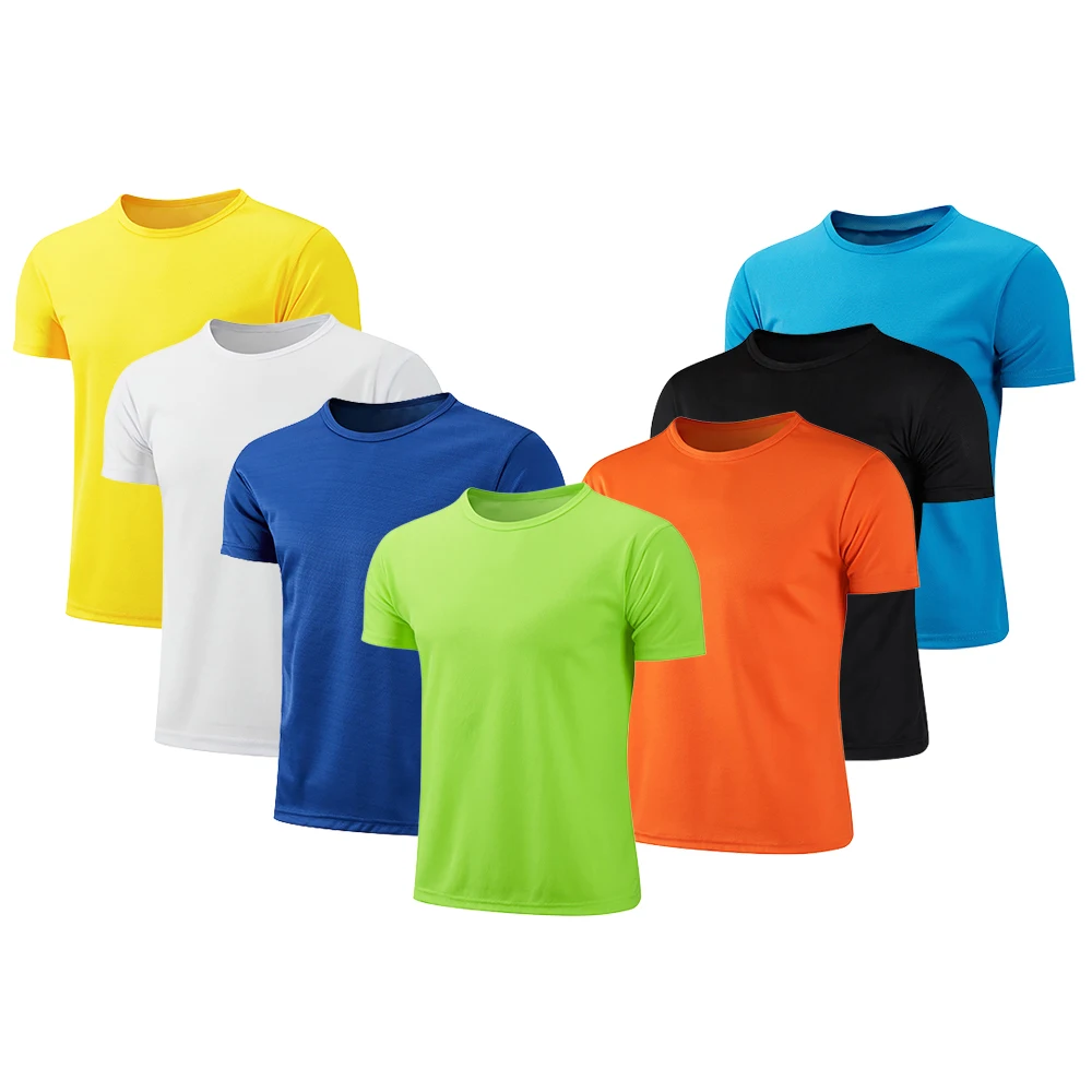 AI-MICH Polyester Sports Men Tshirt Custom Athletic Crewneck Short Sleeve Body Fitted Quick Dry Gym Sports Men Tshirts