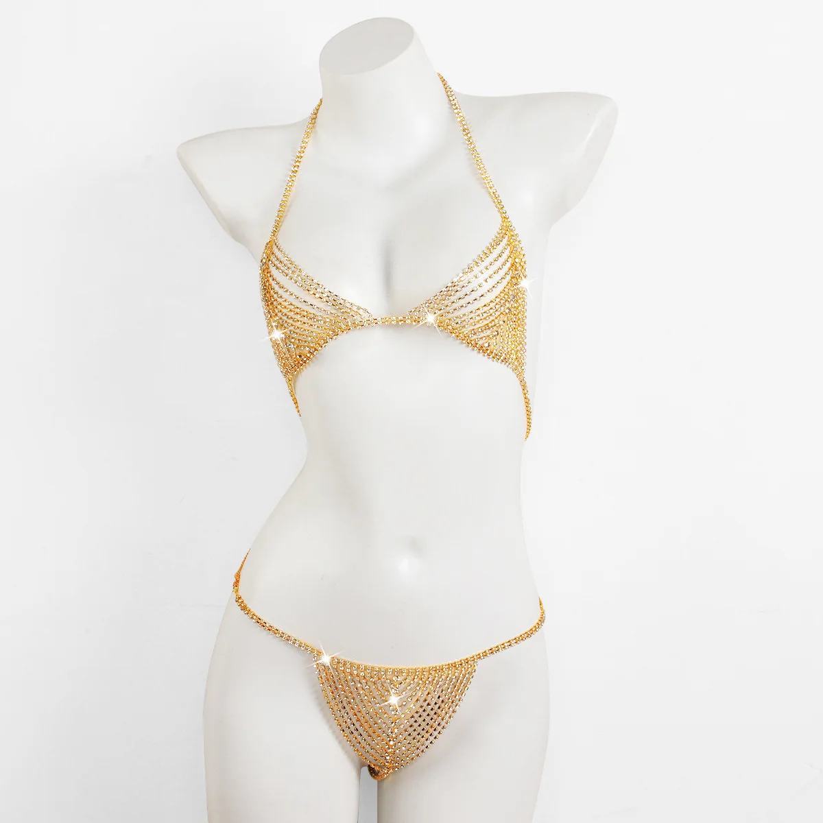 Women body chainrhinestone bra summer vacation bikini accessories super flash full diamond geometric sexy chest chain female