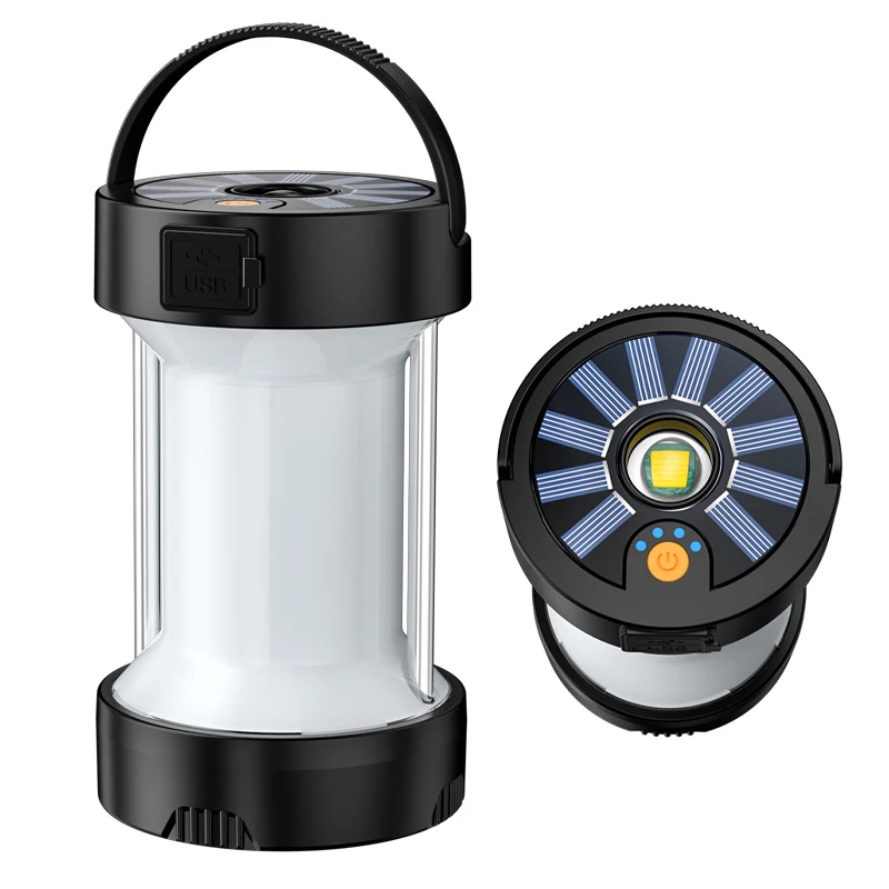 Type-C Rechargeable Water Resistantv Magnetic Bright 1000lm solar Powered LED Camping Lantern with Power Bank