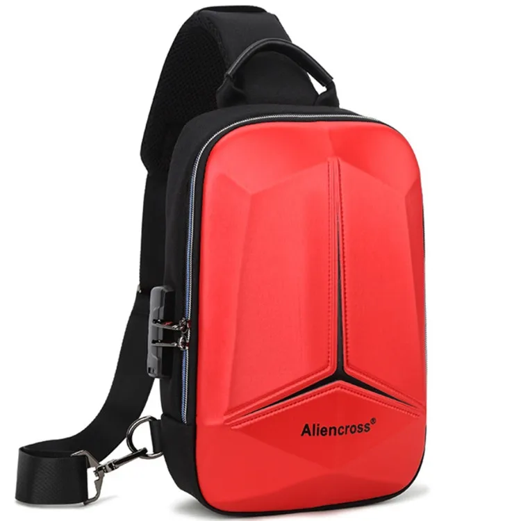 Factory Waterproof Red Women Chest Bag For Lady Shoulder Crossbody Side Backpack AntiTheft Messenger Sling Daypack With Usb Port