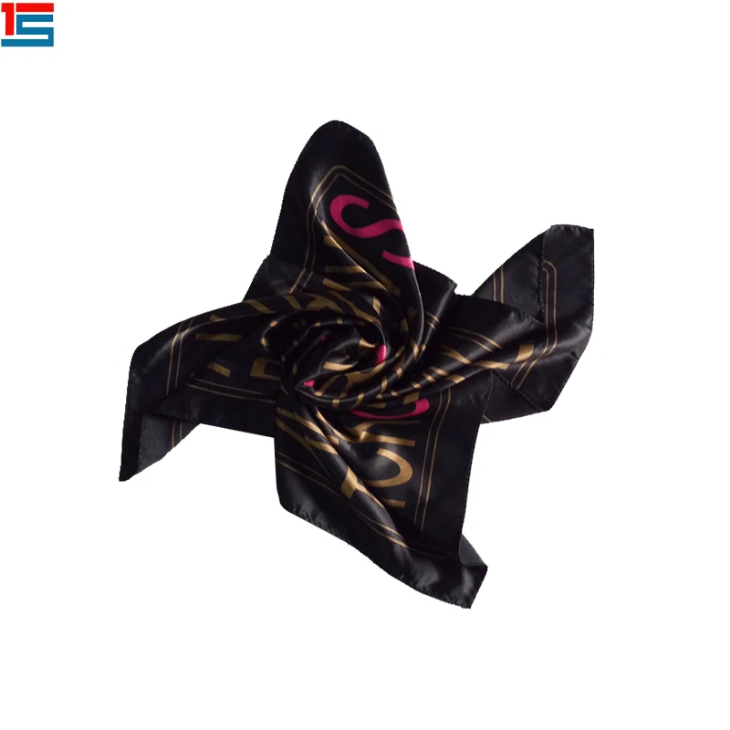 Custom Printed Satin Red And Orange Square Bandana For Fashion Piece