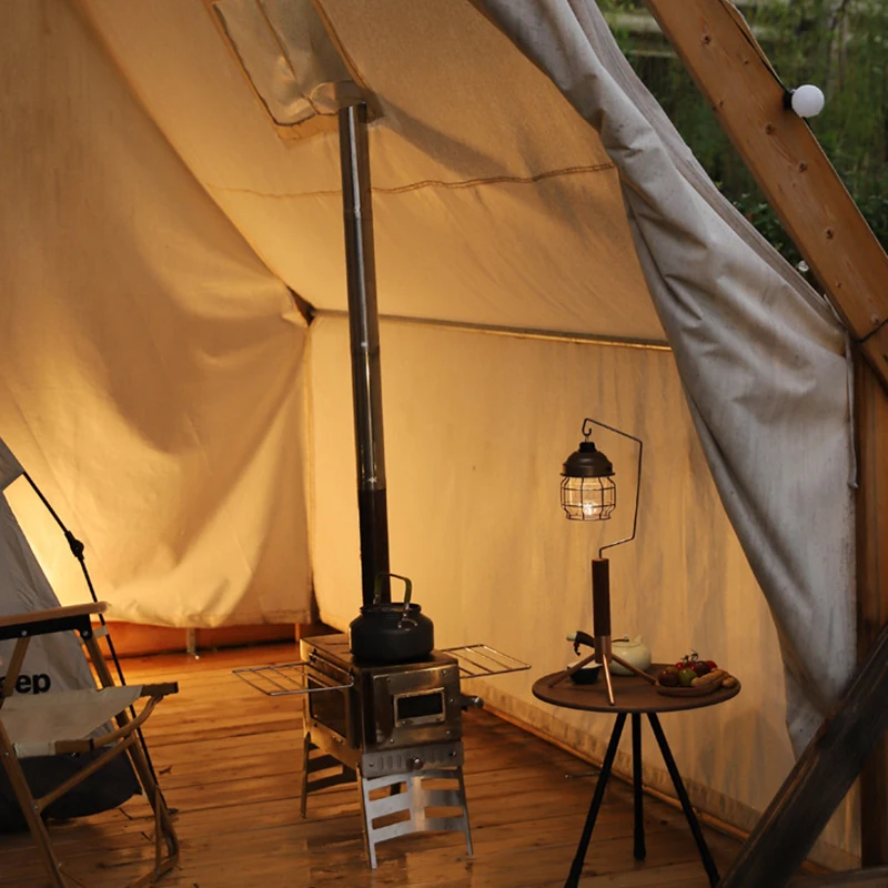 RTS Entai Foldable Tent Stove Wood Burning Stoves with Window for Heating Cooking Camping