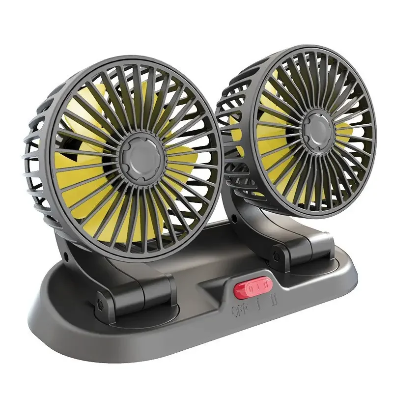 Cooling Air Fan Powerful Car Dashboard Fan Electric Dual Car fan USB 360 Degree Rotating Large truck 24V 12v Double Head