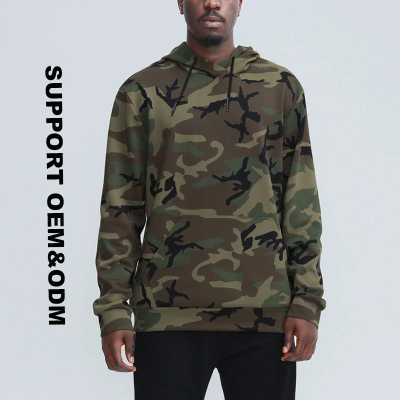 Custom Logo Gym Wear Jogging Long Sleeve Sports Sweatsuit Oversized Hoodies Plus Size Camouflage Jackets Men's Hoodies