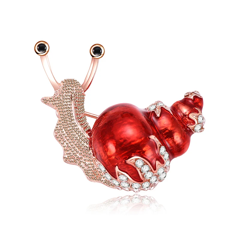 PUSHI China Factory Seller snail mushroom brooches rhinestone animal brooch red brooch on sale