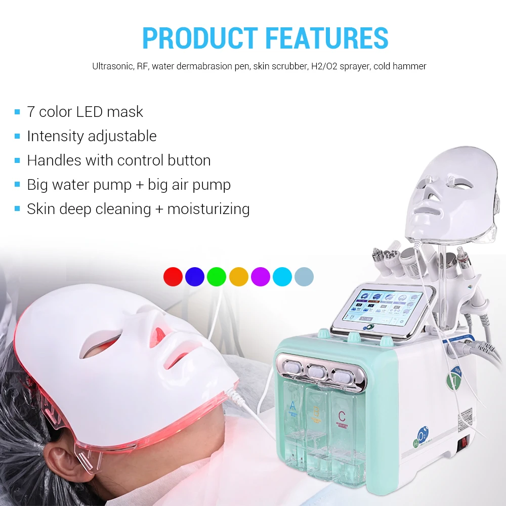 h2O2 hydro water jet peel  hydrodermabrasion device 7 en 1 facial dermabrasion hydra microdermabrasion machine