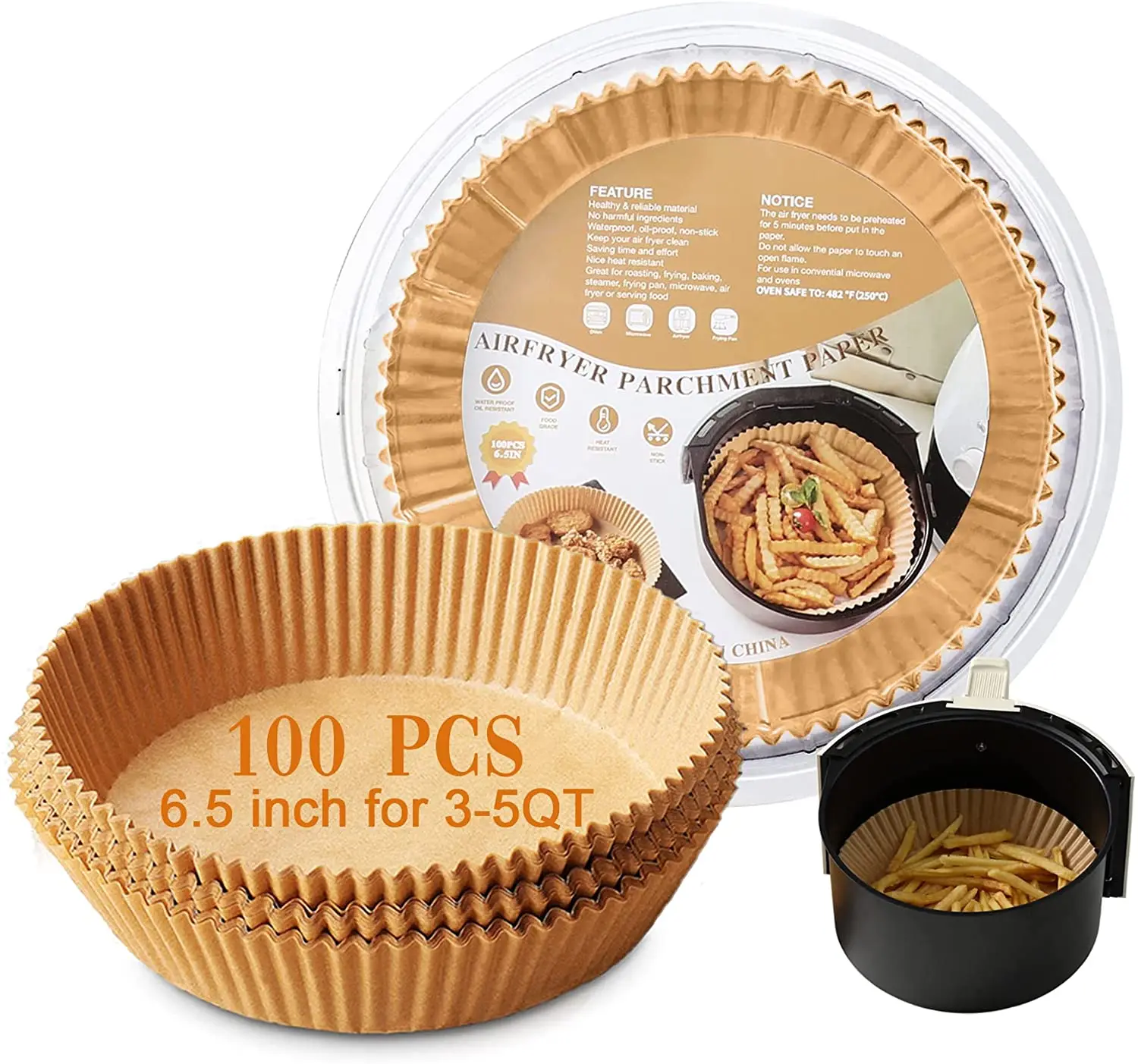 Disposable Customized Non-stick Basket Mat Oven Greaseproof Parchment Paper Air Fryer Paper Liner