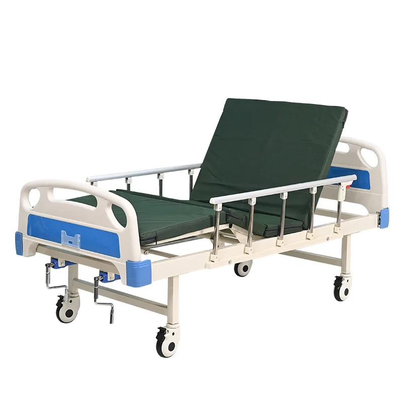 Ready to ship ABS head board manual two crank hospital bed for clinic and hospital