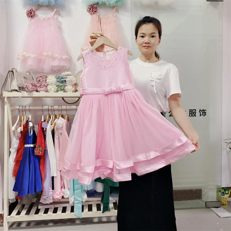 pictures of latest kid long gowns designs little girls dress sleeveless flowering bowknot children dresses