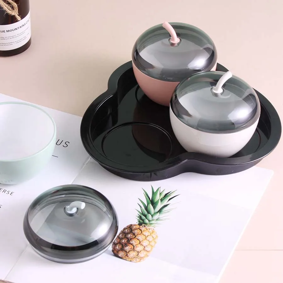 KJH LIVE SET OF 3 Airtight Apple shape Candy Snack box