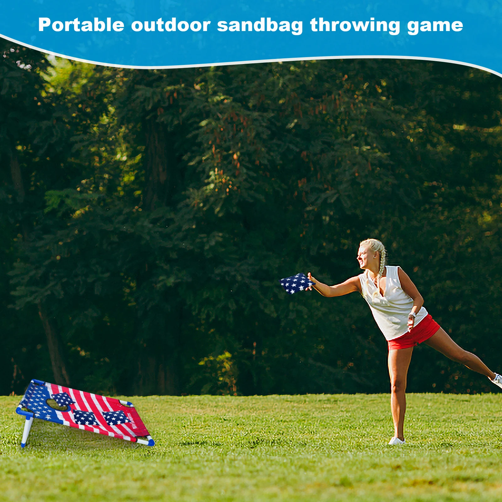 Portable Cornhole Board Games Set with , Bean Bag Toss for Kids Adults Garden Lawn,family game for fun