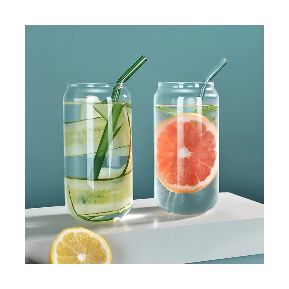 Custom Logo water beer milk Coffee beer Mug glass bottle Clear Glass with straw