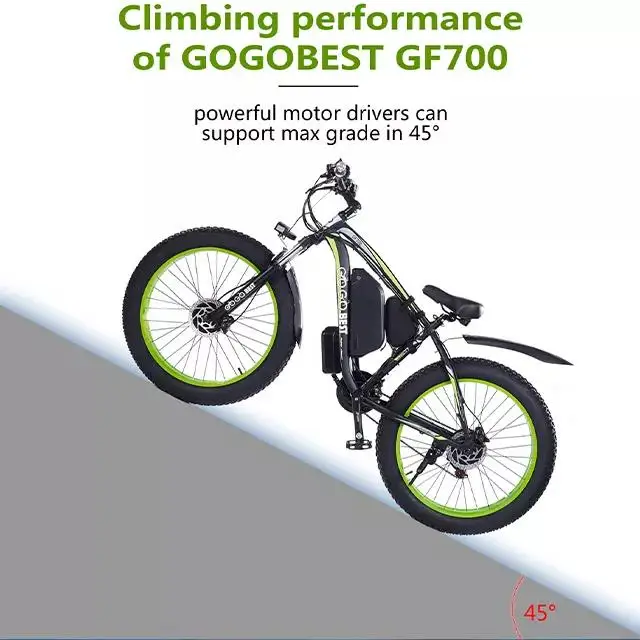 Gogobest GF700 Double Motor 2 Wheel Drive 1000W 2000w Powerful Motor 17.5ah 26 Inch Fat Tire Lithium Battery Electric Bicycle
