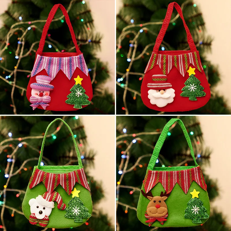 New Design Wholesale Multi Style Accept Custom Eco Recycle Candy Xmas Gift Package Jute Beam Christmas Bags
