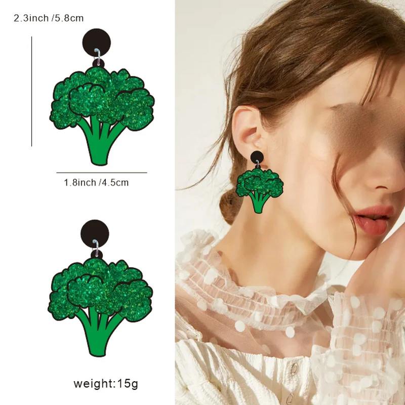 New Fruits Vegetables Theme Earrings Strawberry Watermelon Pomegranate Cauliflower Earrings For Women Girl Decoration Supplies