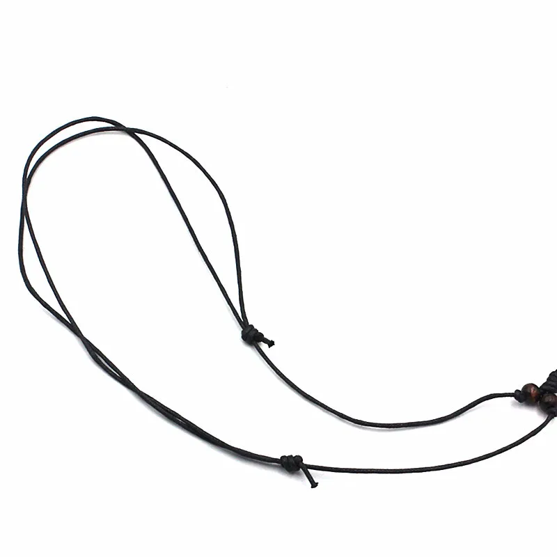 Bohemian Ethnic Style Black Rope Wooden Beads Necklace Retro African Tribal Hand Polished Brown Resin Elephant Pendant Necklace