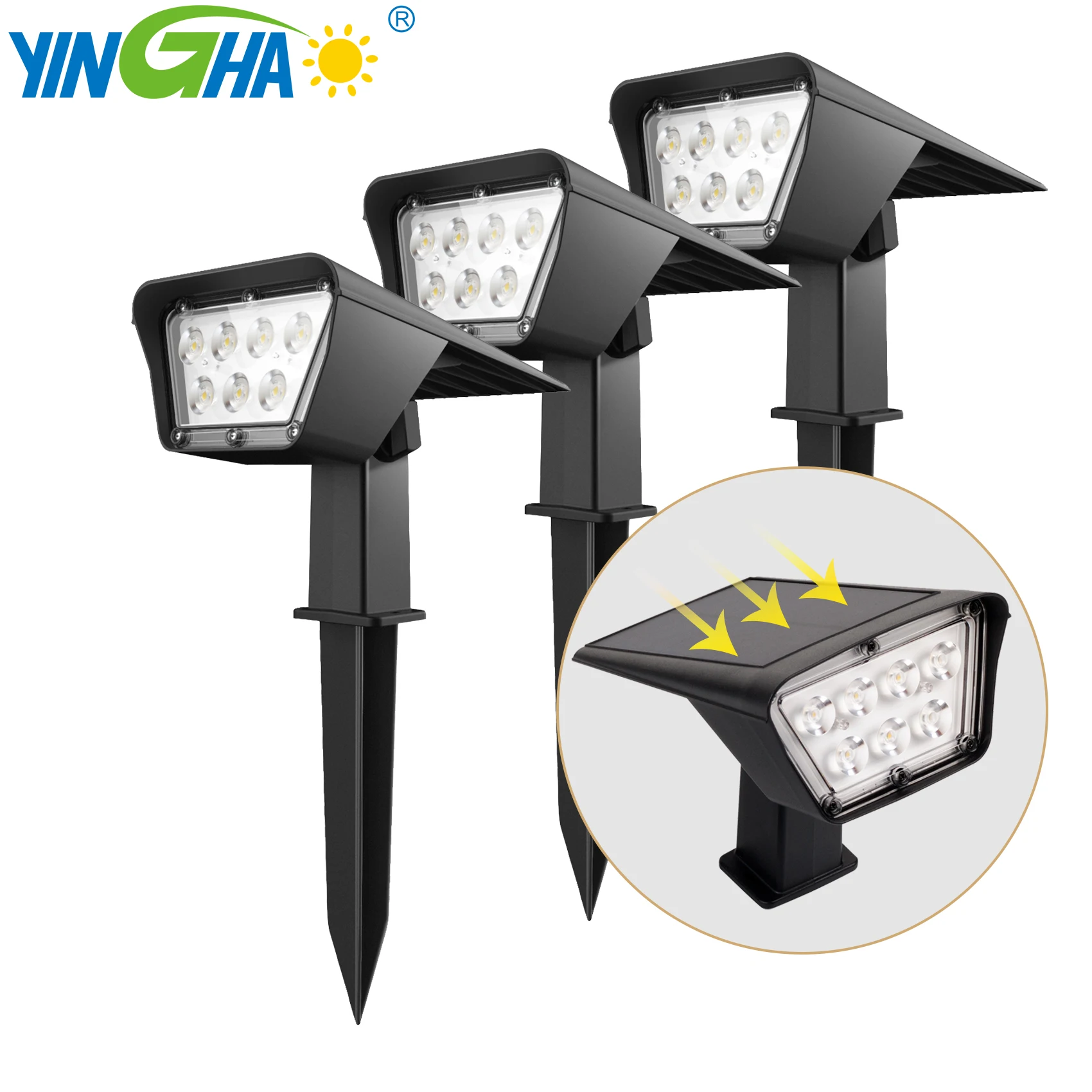 
New 2 in 1 Design Outdoor IP65 Waterproof Decorative Lawn Garden Solar Led Spot Light 