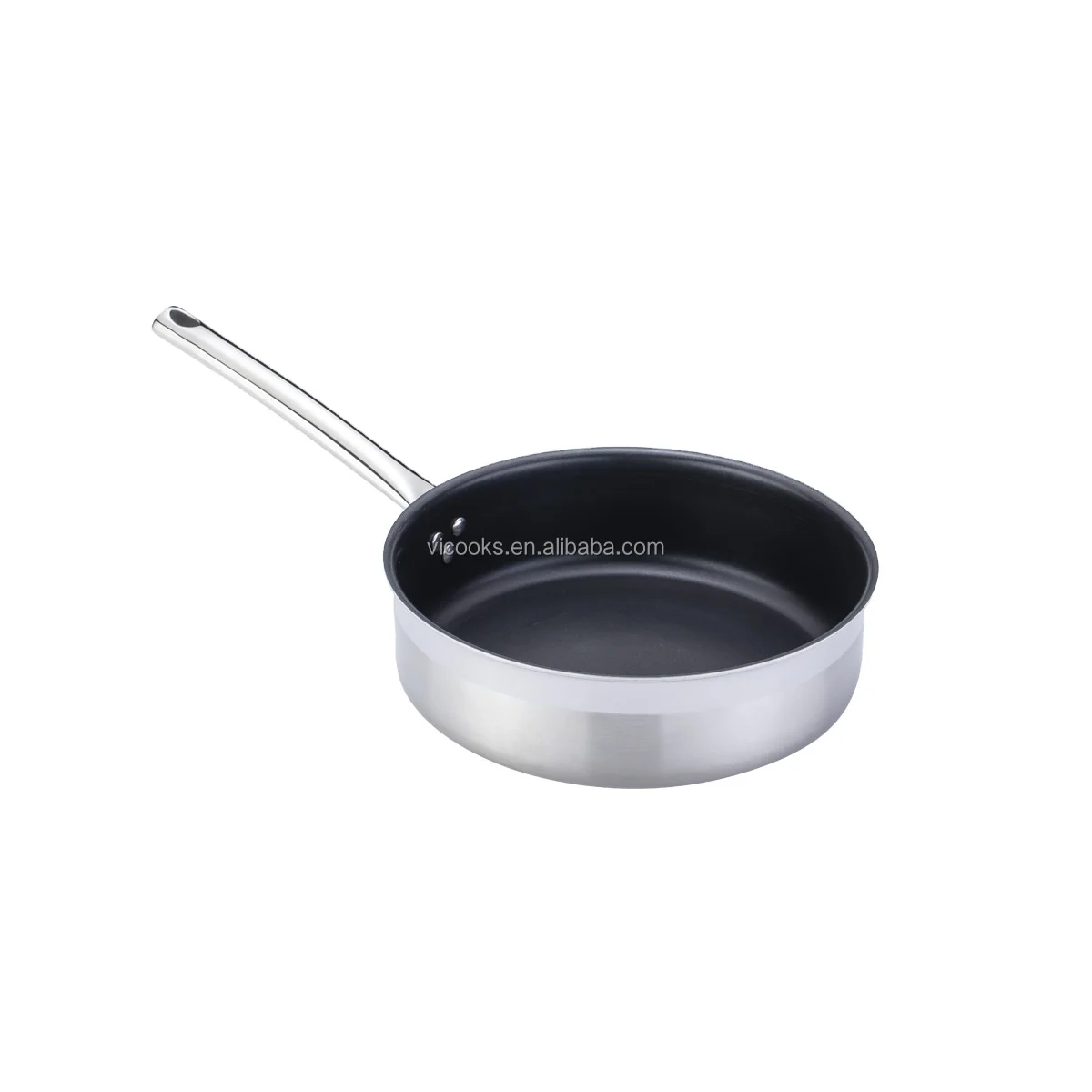 Customized Food Grade Tri-ply Nonstick  Deep Fry Pan  Stainless Steel Frying Pan