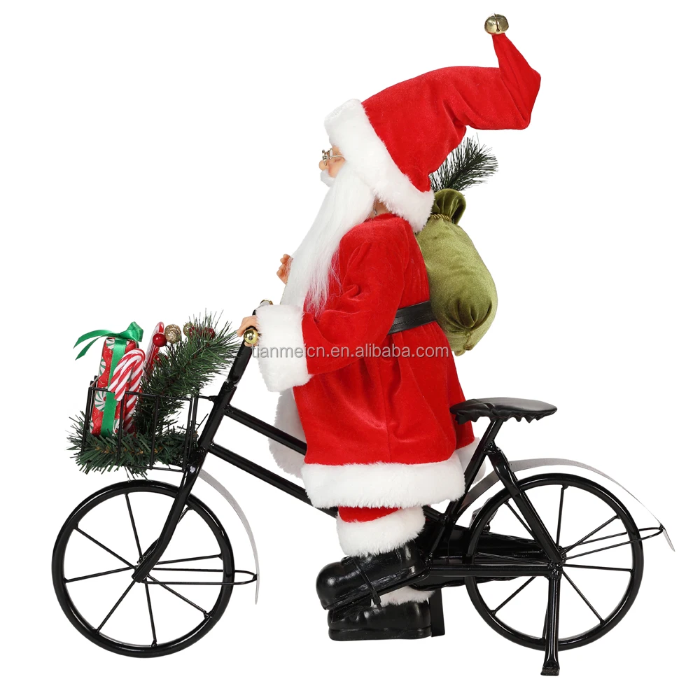 45cm santa claus sitting on tricycle  christmas decoration figurine collection fabric holiday festival custom item gifts