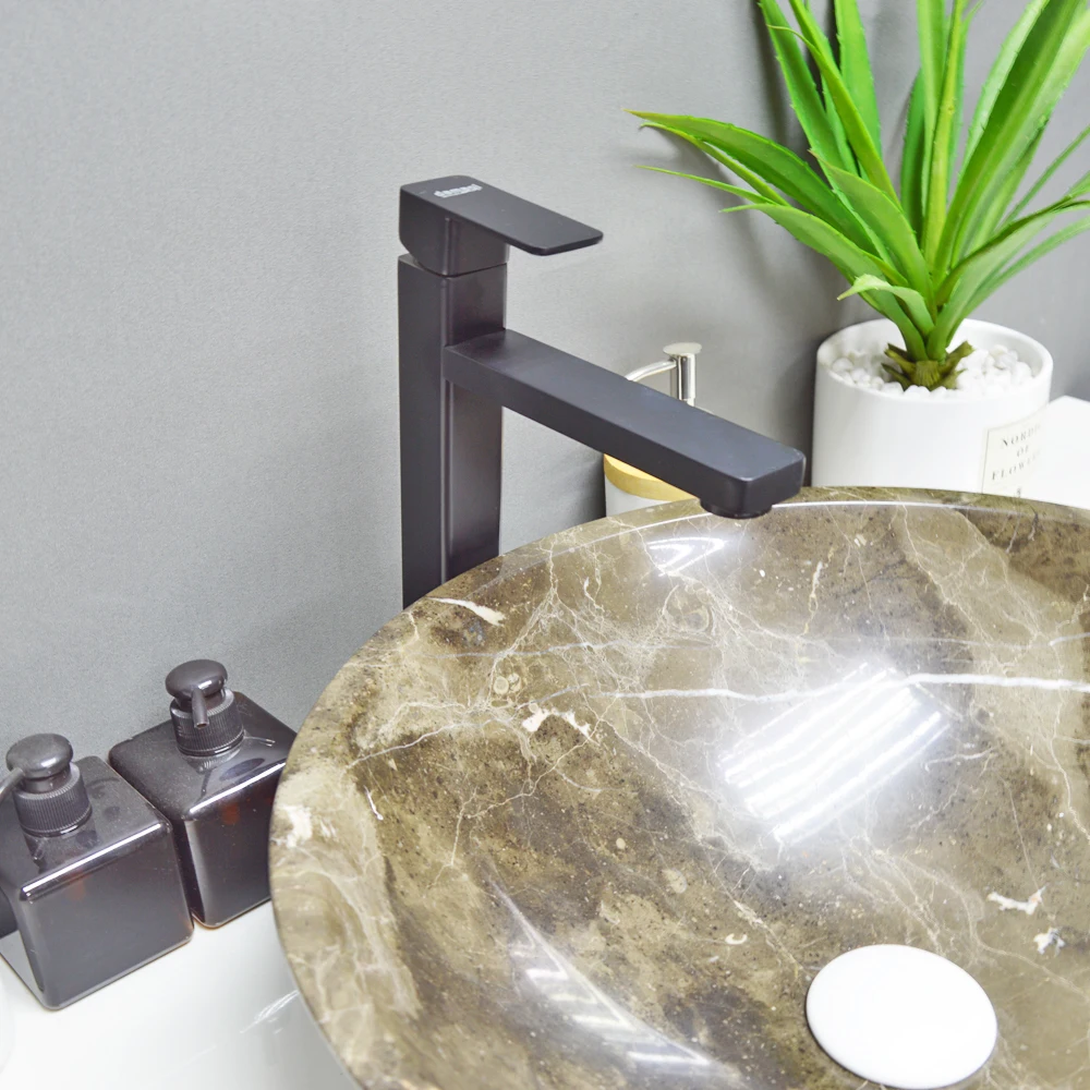 Luxury style wash basins marble sink bathroom vessel sink round shape basin washbasin counter top basin
