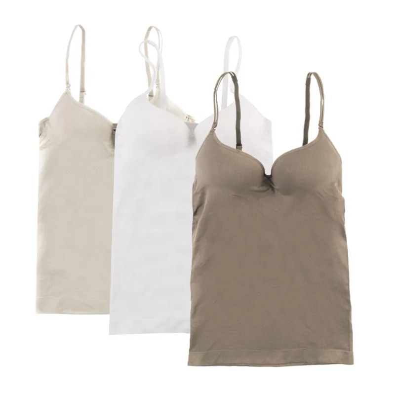 
Manufacture high quality women tank top padded adjustable shoulder camisole with shelf bra 