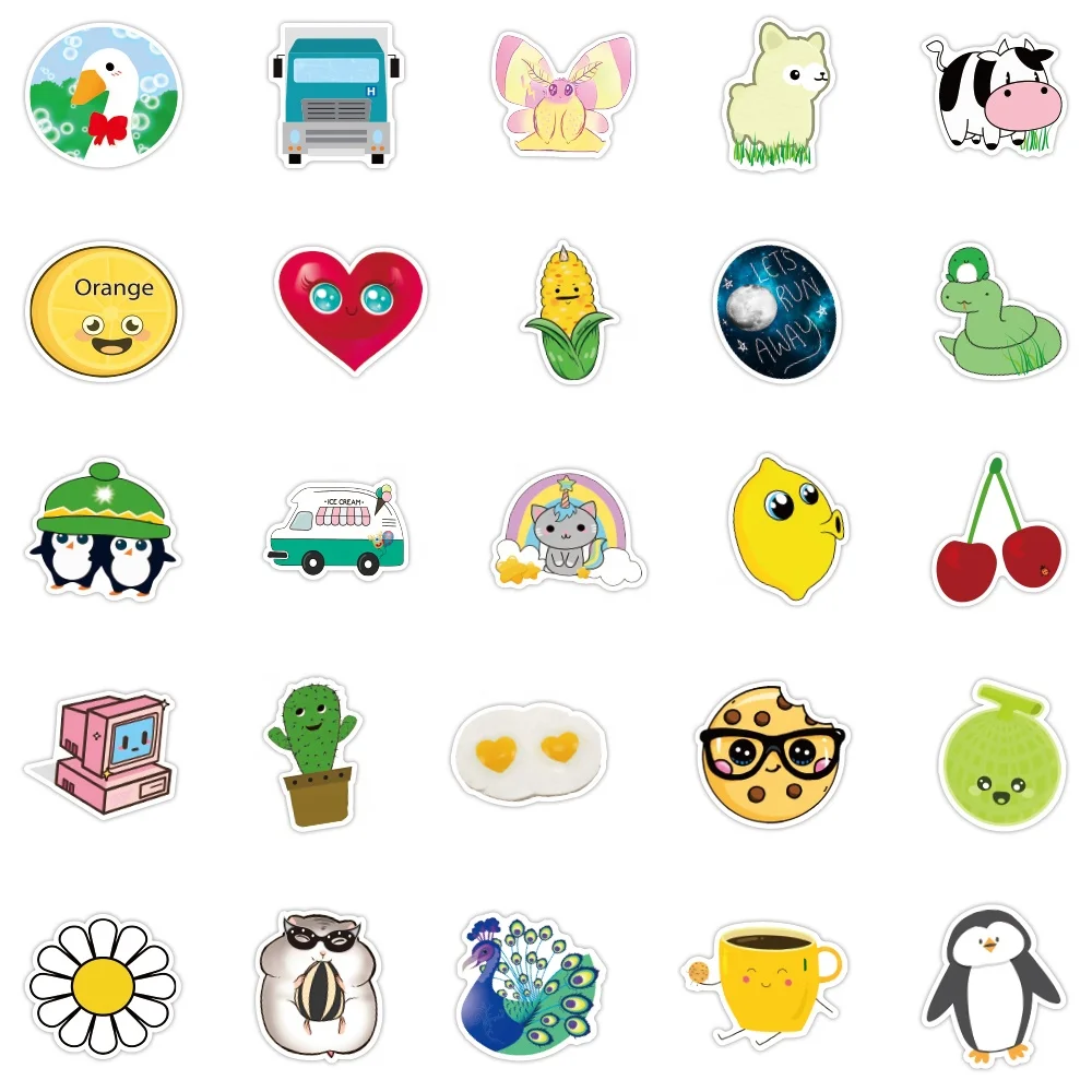 50pcs cartoon Animal and insect stickers for kids custom waterproof pvc laptop skateboard bus cute graffiti student stickers