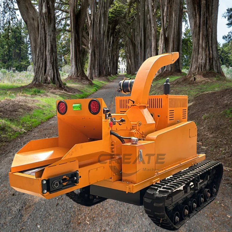 CE Hot Selling 55HP Garden Branch Crusher Tracked Wood Chipper Logs Grinder Diesel Mobile Wood Chipper European Standard