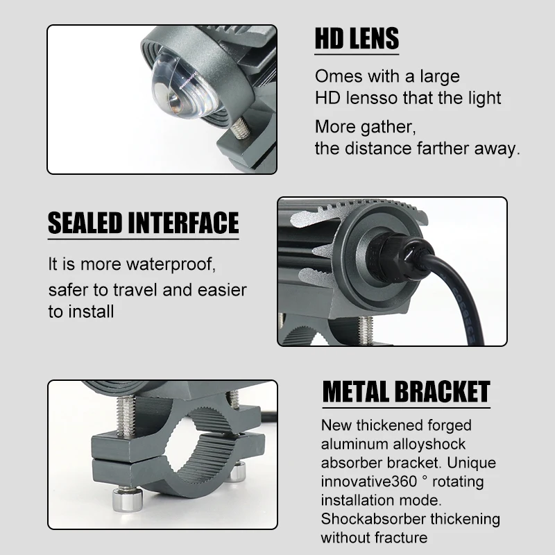Dual Color Motorcycle Led Headlamp Headlight Hi Lo Beam Mini Driving Light Spot Auxiliary Motorcycle Led Light