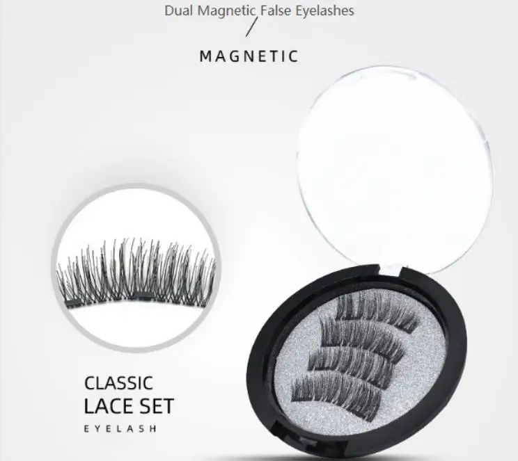 Double magnet false eyelashes glue-free pure handmade 3d magnetic artificial mink eyelashes